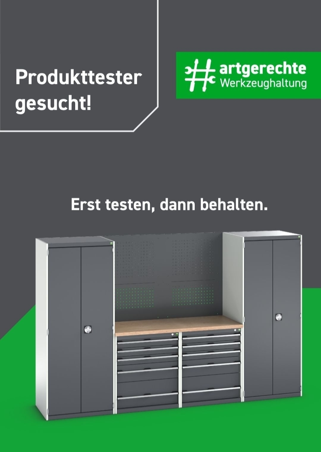 Kampagnenbild artgerechte Werkzeughaltung Produkttester 2026